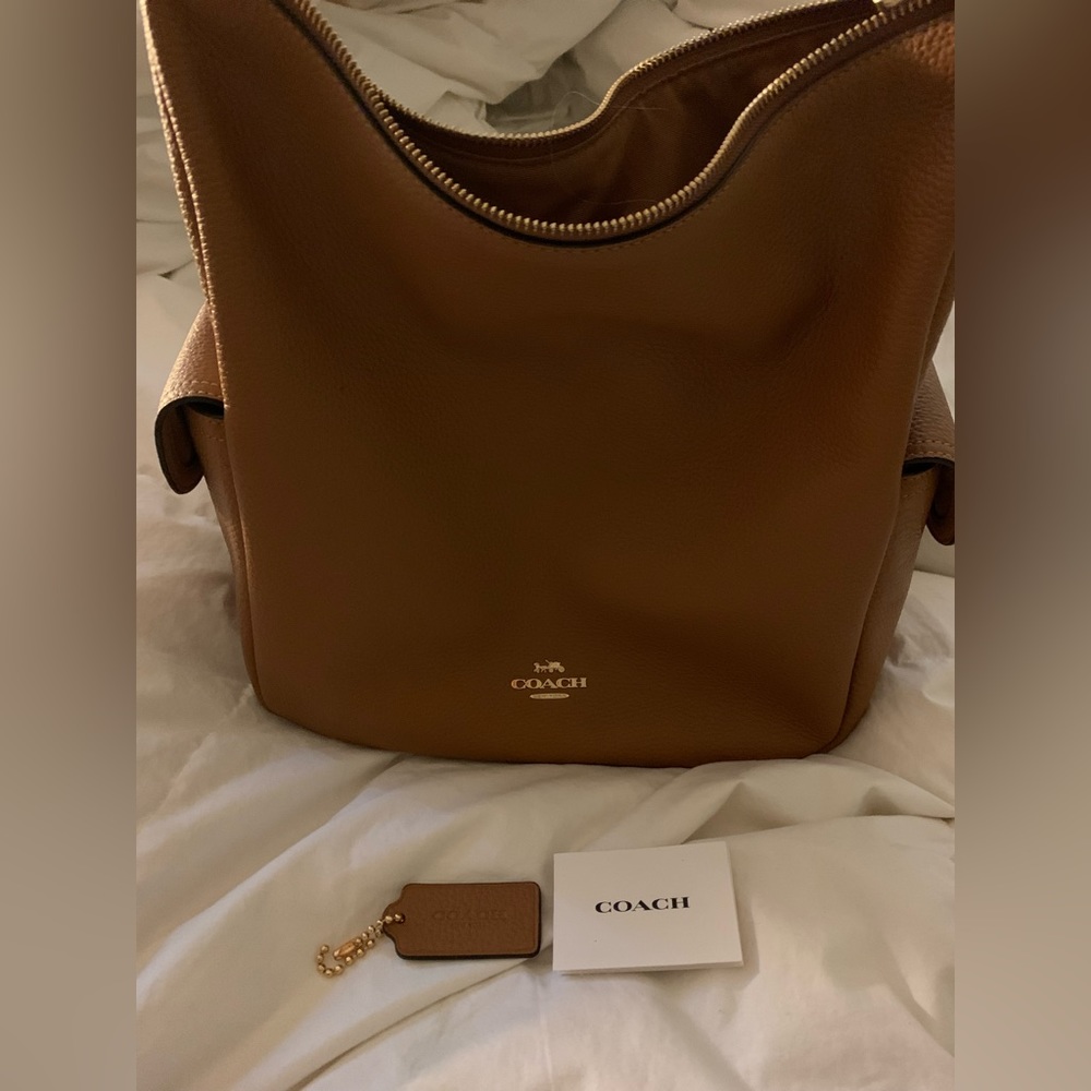 Practically BRAND NEW Coach pebbled toffee colored purse in excellent condition